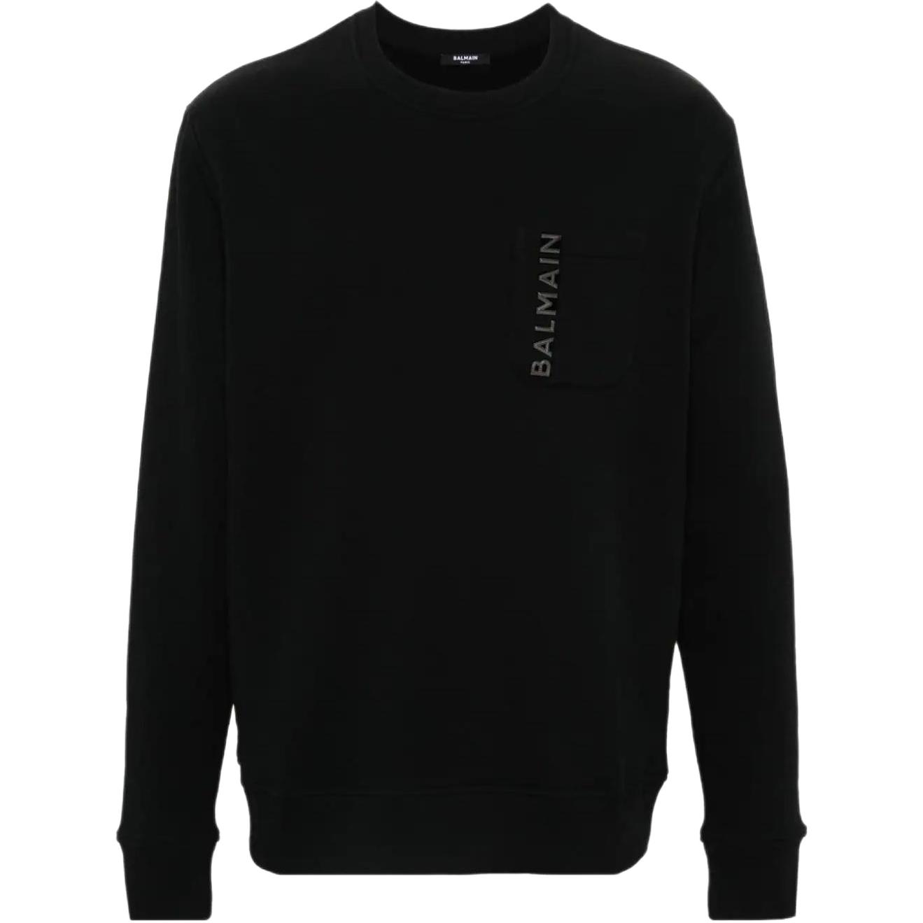 Balmain Logo Pocket Crewneck Sweatshirt Black CH1JS105-BC61-EHR