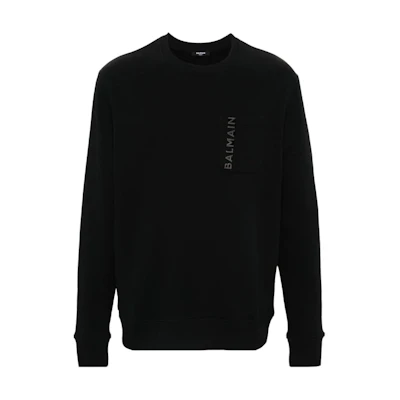 Balmain Logo Pocket Crewneck Sweatshirt Black CH1JS105-BC61-EHR