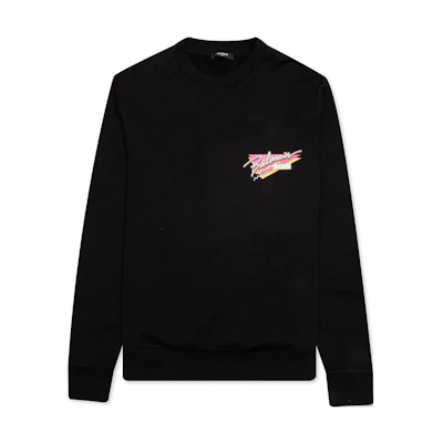 Balmain Logo Print Black Crewneck Sweatshirt Casual Wear VH1JQ010G040-0PA