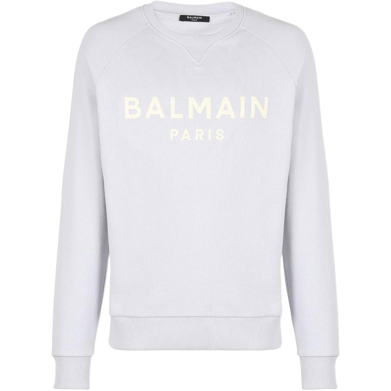 Balmain Logo Print Cotton Long-Sleeve Sweatshirt Grey YH0JQ005BB65