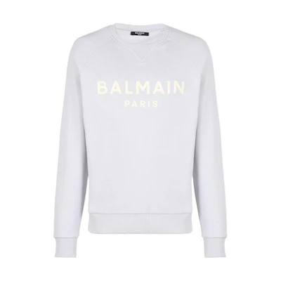 Balmain Logo Print Cotton Long-Sleeve Sweatshirt Grey YH0JQ005BB65