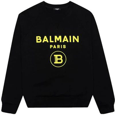 Balmain Logo Print Crewneck Long Sleeve Sweatshirt Black VH0JQ005-B093-EAQ Buy Balmain Logo Print Crewneck Long Sleeve Sweatshirt Black VH0JQ005-B093-EAQ