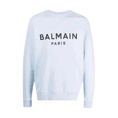 Balmain Logo Print Crewneck Long Sleeve Sweatshirt Blue () WH1JQ005-B115