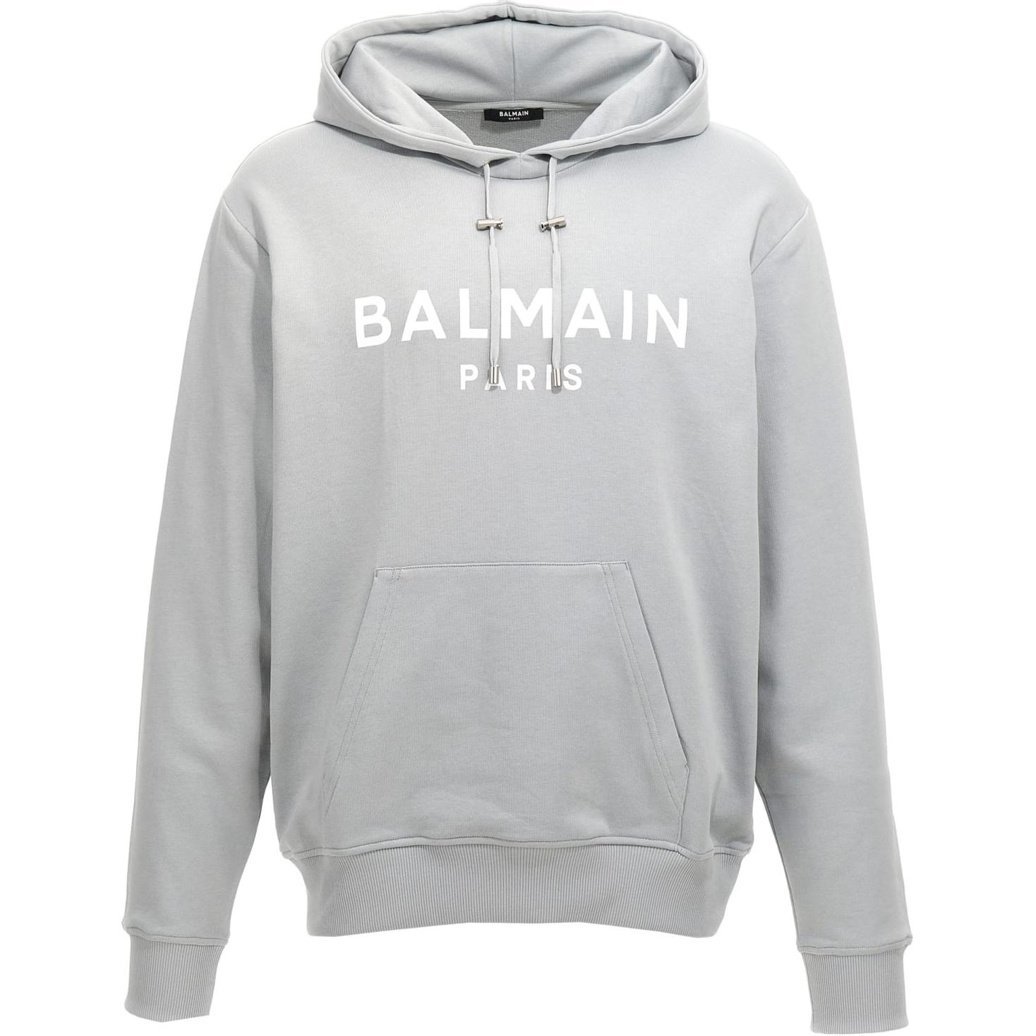 Balmain Logo Print Pullover Hoodie Light Grey DH1JR002-BB65-YHG