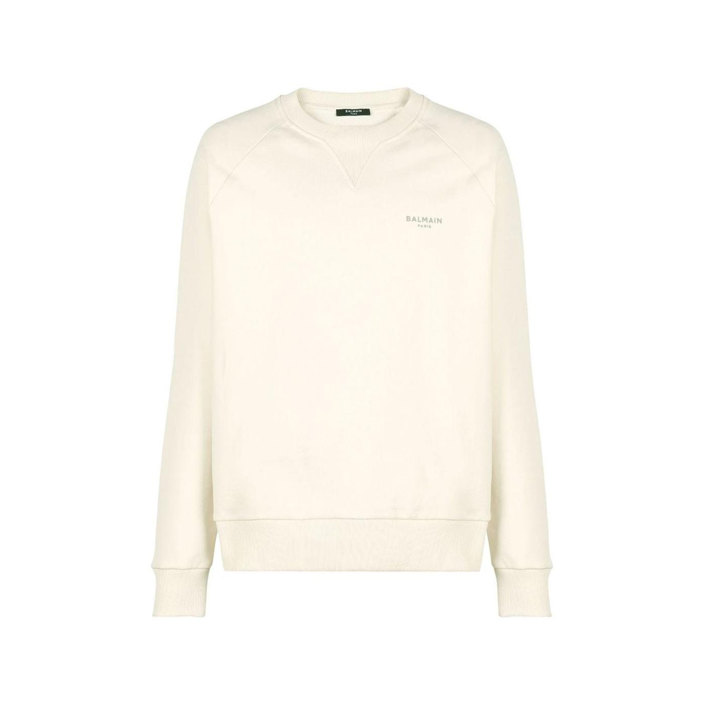 Balmain Logo Printed Cotton Crewneck Long Sleeve Sweatshirt White () YH0JQ005BB04GJC
