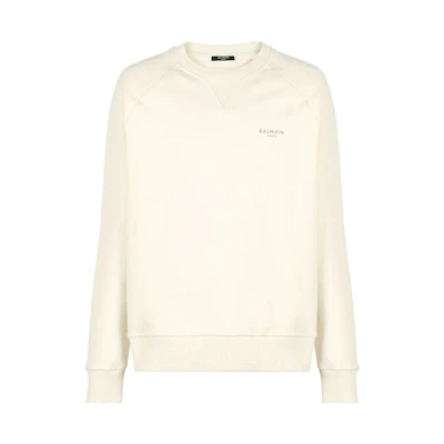 Balmain Logo Printed Cotton Crewneck Long Sleeve Sweatshirt White () YH0JQ005BB04GJC