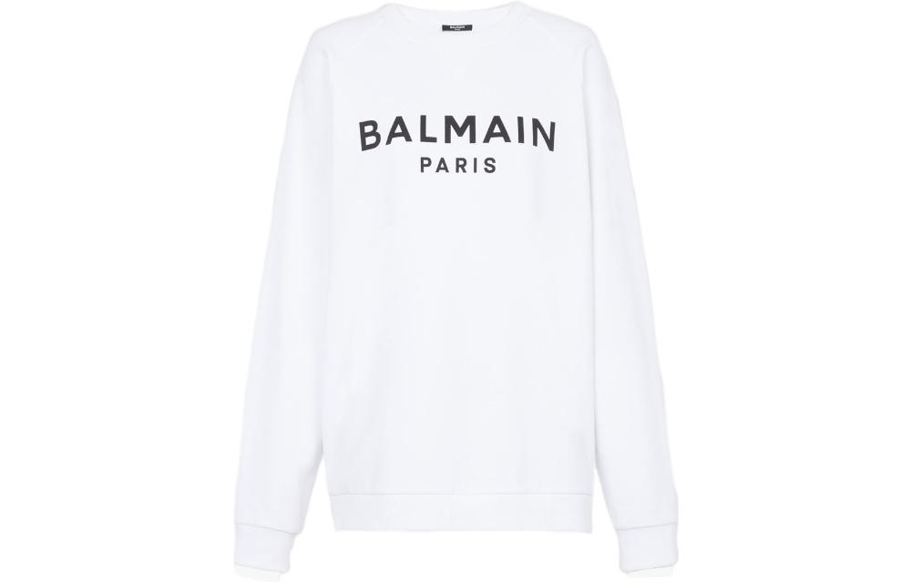 Balmain Logo Printed Crewneck Sweatshirt White AH1JQ005BB65-GAB