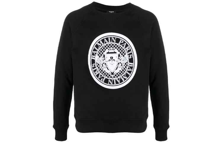 Balmain Logo Printed Pullover Sweatshirt Black () UH13279I380-EAB