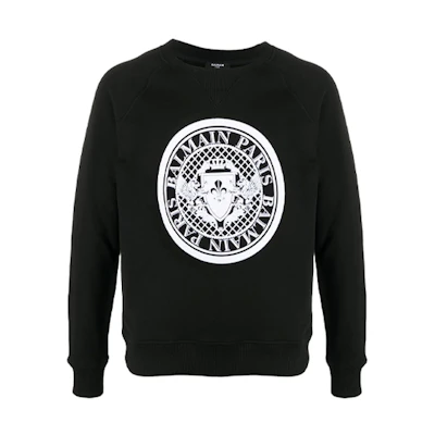 Balmain Logo Printed Pullover Sweatshirt Black () UH13279I380-EAB