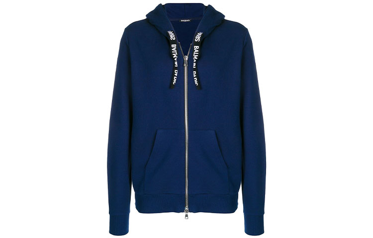 Balmain Logo Zip-Up Hoodie Blue () RH03843-J928-6UB