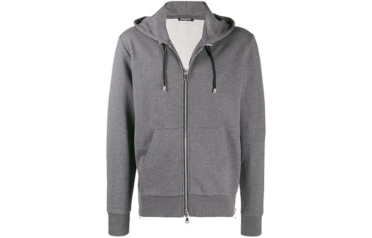 Balmain Logo Zip Hoodie Dark Grey SH03643I205-9UB