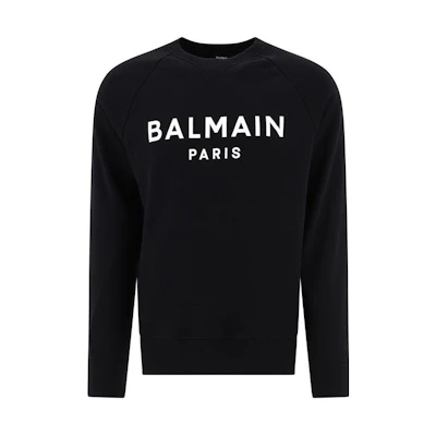 Balmain Loose Fit Letter Print Crewneck Sweatshirt Black Men’s BH1JQ005BB65-EAB