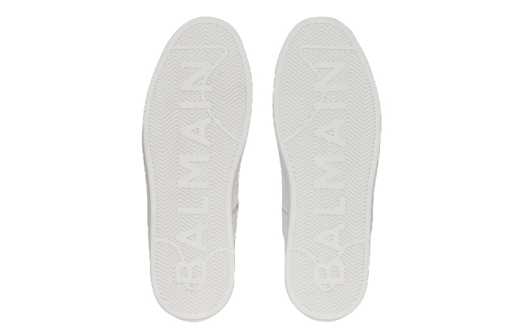 Shop 巴尔曼白色低帮皮革运动鞋 YM1VI292LTLC0FA