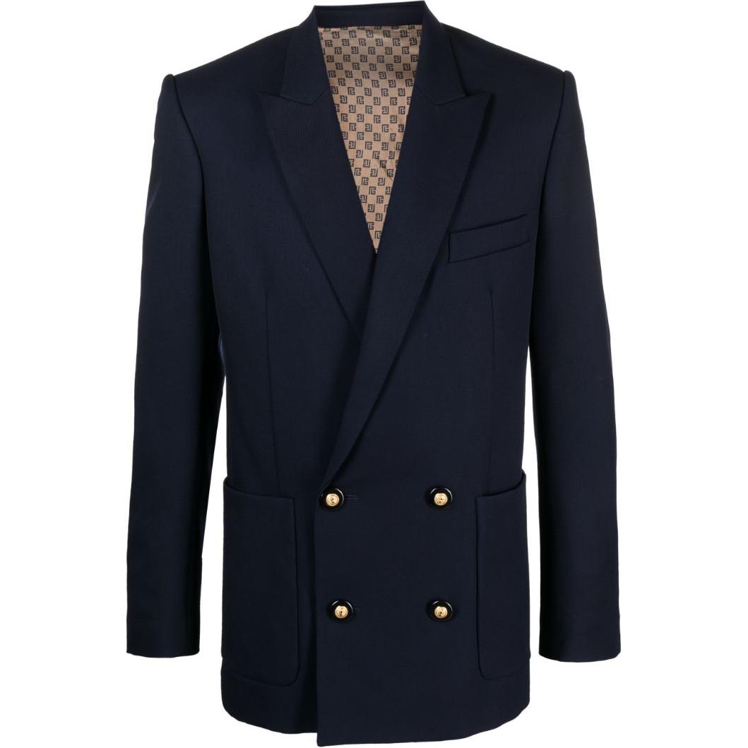 Balmain Men’s Double-Breasted Slim Fit Blazer Jacket Blue BH0SI625-WB02-6UB