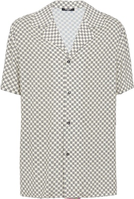 BALMAIN Mini Monogram Button-Up Short Sleeve Shirt White CH1HR095-VE29-GFE Order BALMAIN Mini Monogram Button-Up Short Sleeve Shirt White CH1HR095-VE29-GFE