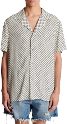 BALMAIN Mini Monogram Button-Up Short Sleeve Shirt White CH1HR095-VE29-GFE Details for BALMAIN Mini Monogram Button-Up Short Sleeve Shirt White CH1HR095-VE29-GFE