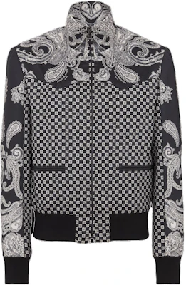 Balmain Mini Monogram Paisley Bomber Jacket Black - Printed Zip-up Outerwear CH1TF571-ME26-EDK Buy Balmain Mini Monogram Paisley Bomber Jacket Black - Printed Zip-up Outerwear CH1TF571-ME26-EDK