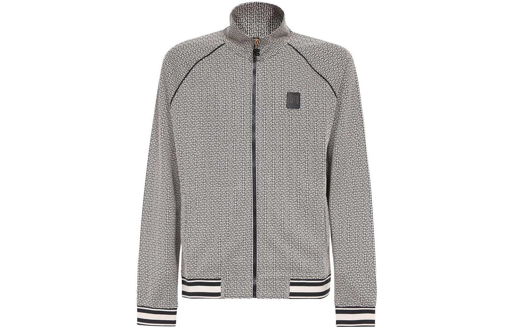 Balmain Monogram High-Neck Zip Jacket Men’s Grey BH1TF430-JG66-GFE