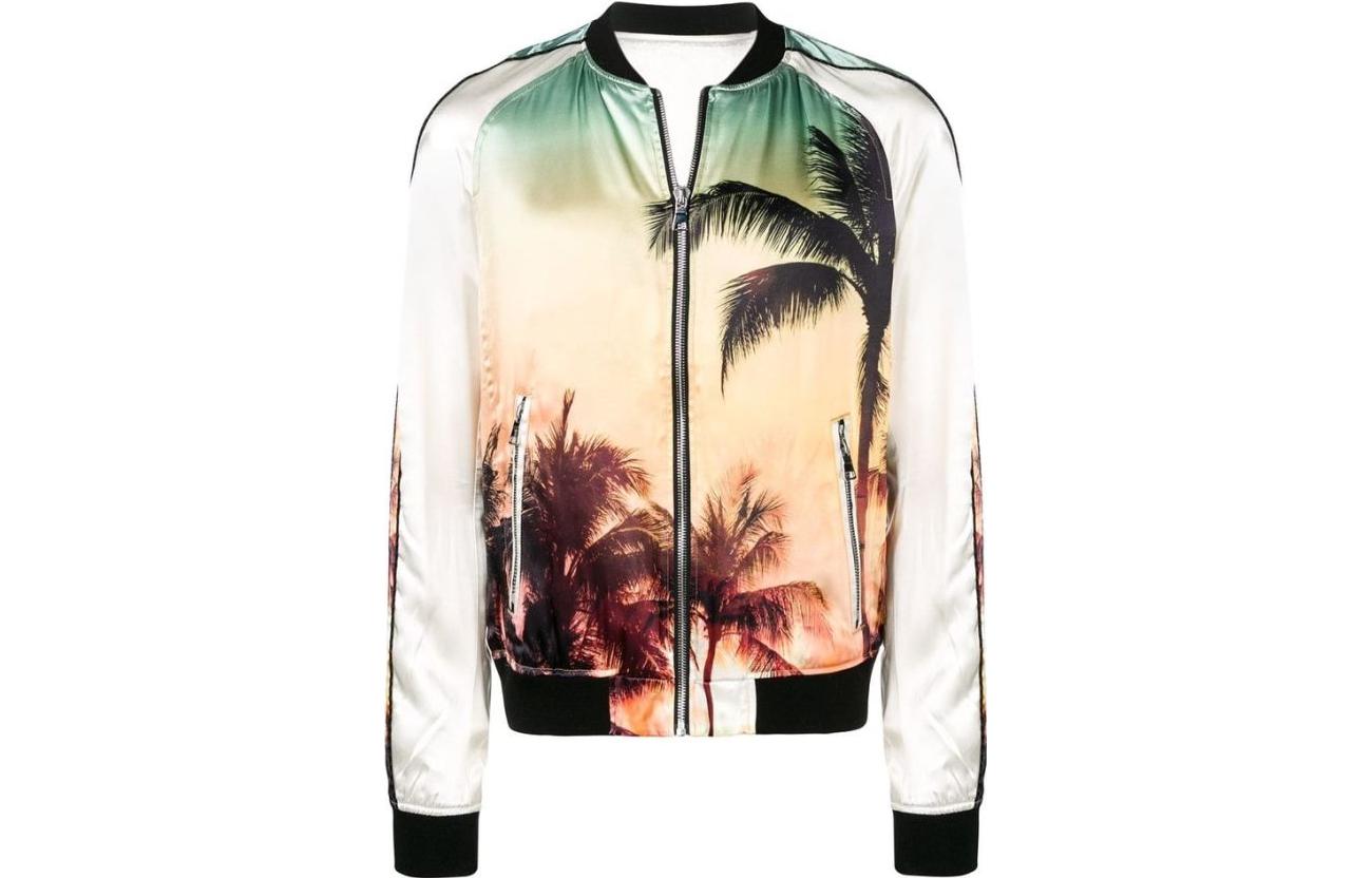 Balmain Multicolor Scenic Print Zip-Up Bomber Jacket RH18878X006-AAA