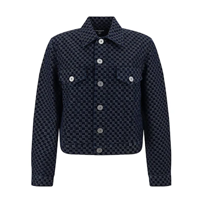 Balmain Navy Monogram Single-Breasted Jacket BH0TC275DD80-SHZ