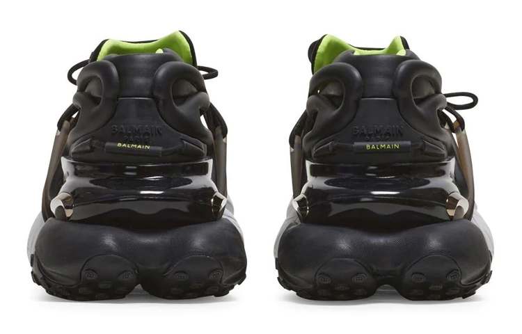 Shop Zapatillas Bajas Balmain Nylon con Logo y Cordones 'Negras' AM0VJ309KNEF