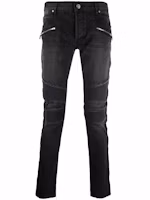 Order BALMAIN 拼接破洞牛仔褲 黑色 WH1MG030-146D-0PC