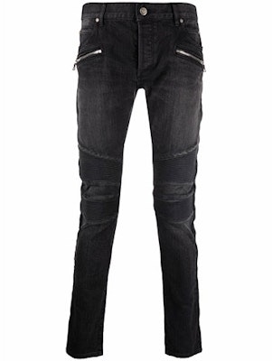 BALMAIN Jeans Hitam Patchwork Distressed WH1MG030-146D-0PC Order BALMAIN Jeans Hitam Patchwork Distressed WH1MG030-146D-0PC