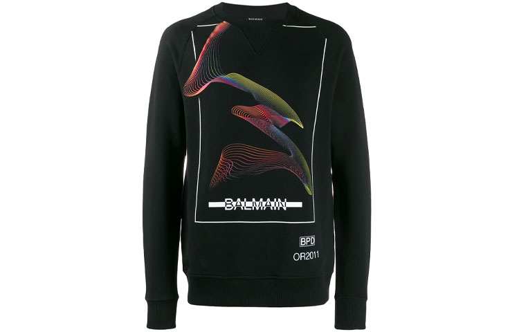 Balmain Pattern Print Pullover Sweatshirt - Black SH13279I156-AAA