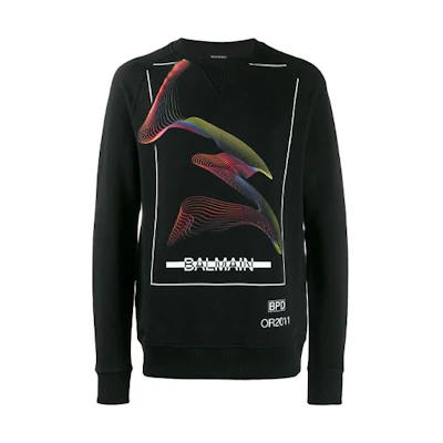 Balmain Pattern Print Pullover Sweatshirt - Black SH13279I156-AAA