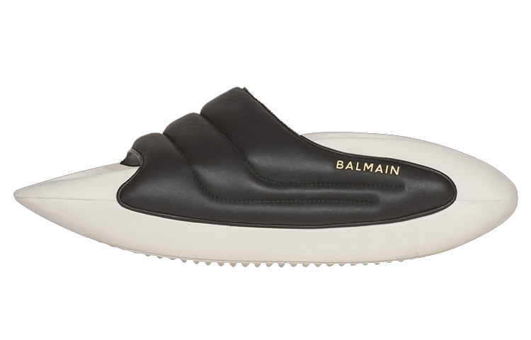 Buy Balmain Quilted Leather Slides 'Black White' YM0VL299LPQPEAB