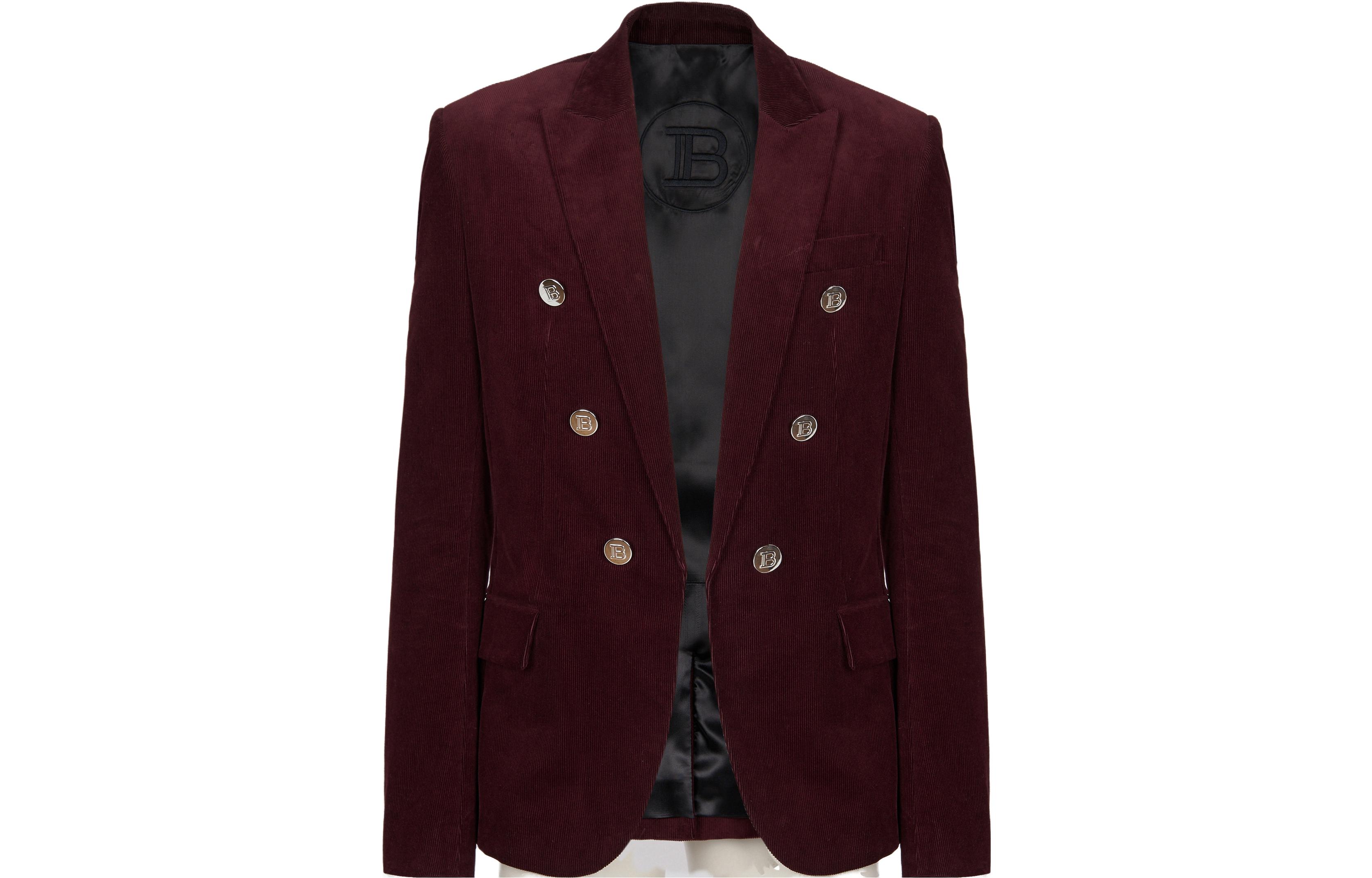 Balmain Red Double-Breasted V-Neck Jacket BH1SG075CE103UA