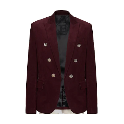 Balmain Red Double-Breasted V-Neck Jacket BH1SG075CE103UA