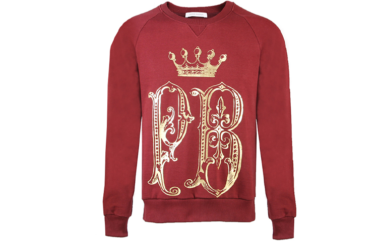 BALMAIN Red Gold Crown Print Long-Sleeve Sweatshirt. HP67241S-A7283-596