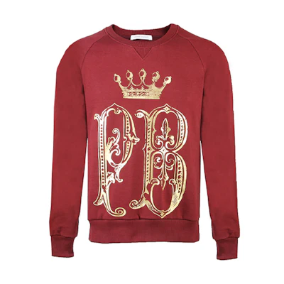 BALMAIN Red Gold Crown Print Long-Sleeve Sweatshirt. HP67241S-A7283-596