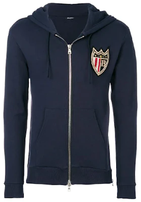 Balmain Shield Patch Zip Sweatshirt Blue S8H6643J148B-159 Buy Balmain Shield Patch Zip Sweatshirt Blue S8H6643J148B-159