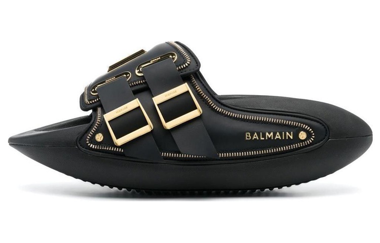 Balmain Slide 'Black Leather'
