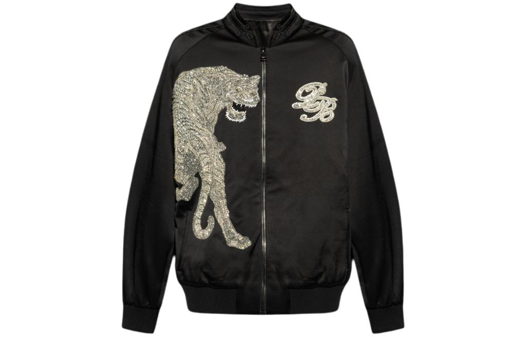 Balmain Slim Fit Black Bomber Jacket with Zipper and Baseball Collar CH0TF611-PC31-EHV