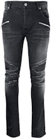 BALMAIN Slim Fit Distressed Button Pocket Jeans - Black. WH1MG010-146D-0PC BALMAIN Slim Fit Distressed Button Pocket Jeans - Black. WH1MG010-146D-0PC