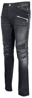 巴尔曼修身破洞纽扣口袋牛仔裤 - 黑色. WH1MG010-146D-0PC Shop 巴尔曼修身破洞纽扣口袋牛仔裤 - 黑色. WH1MG010-146D-0PC