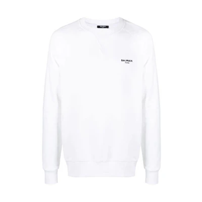 Balmain Small Logo Print Pullover Sweatshirt White WH0JQ005B150-GAB