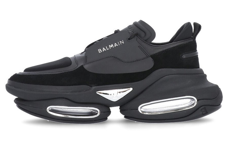 Balmain Smooth Leather and Suede Sneakers 'Black'