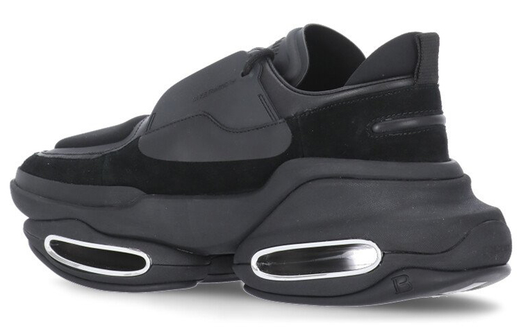 Balmain Smooth Leather and Suede Sneakers 'Black' 圖 4
