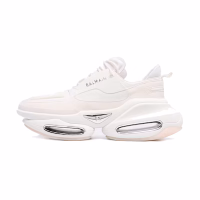 Balmain Smooth Leather and Suede Sneakers 'White'