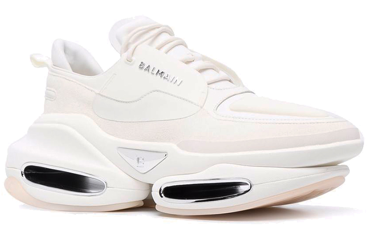 Balmain Smooth Leather and Suede Sneakers 'White' 圖 2