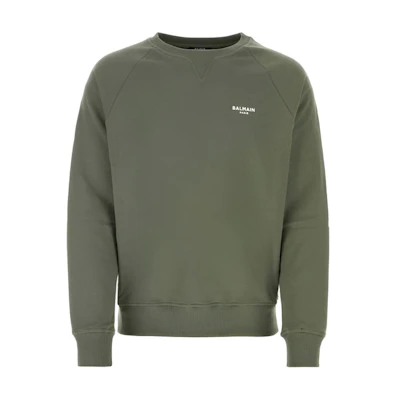 Balmain Solid Color Crewneck Long Sleeve Sweatshirt Men’s Army Green DH1JQ005-BB04-UKC