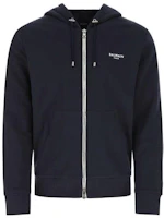 Balmain Solid Color Zip-Up Hoodie Blue () YH1JX000BB04SAJ Balmain Solid Color Zip-Up Hoodie Blue () YH1JX000BB04SAJ