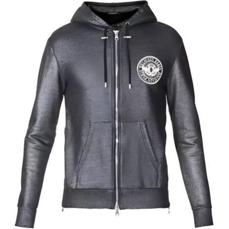 Balmain Solid Color Zip-Up Sweatshirt Unisex Black W8H6643J-190B-766