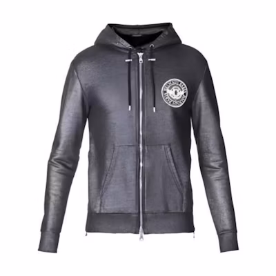 Balmain Solid Color Zip-Up Sweatshirt Unisex Black W8H6643J-190B-766