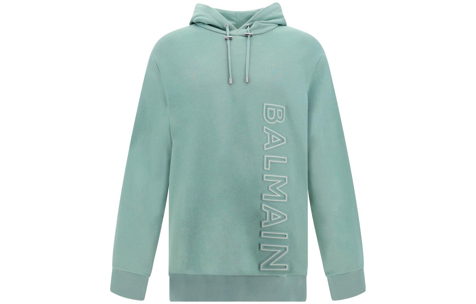 Balmain Solid Letter Logo Hoodie Light Green () AH0JT046BC22-UES