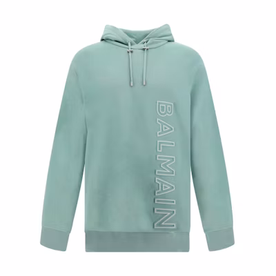 Balmain Solid Letter Logo Hoodie Light Green () AH0JT046BC22-UES